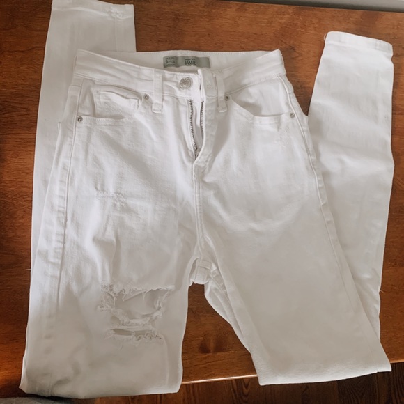 Topshop Denim - White ripped skinny jeans